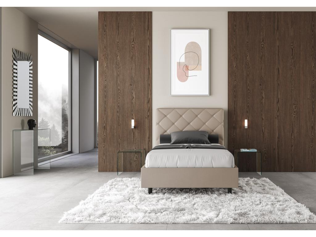 Doucezen 1.5-person bed with storage, upholstered, 120x210 cm, faux leather