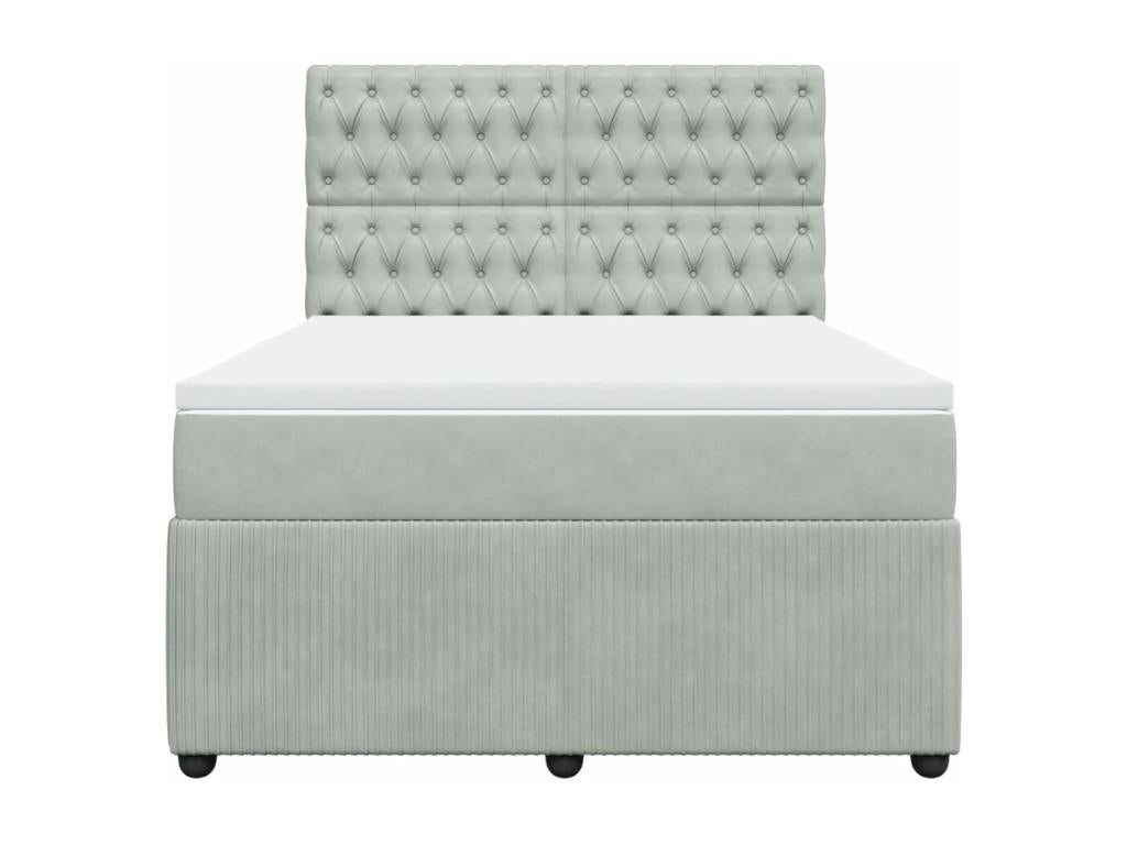 Homzora bed base and mattress, light grey, 140x200cm, velvet