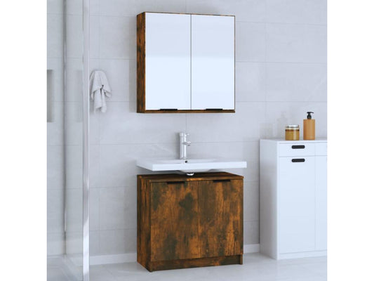 2-piece bathroom cabinet set in smoked oak