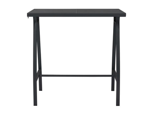 Black garden bar table, 110x60x110 cm, tempered glass