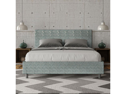 Homzora 7 Light Blue Upholstered Storage Bed 160x200cm