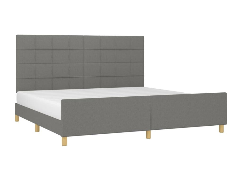 Dark grey bed frame without mattress, 200x200 cm, fabric