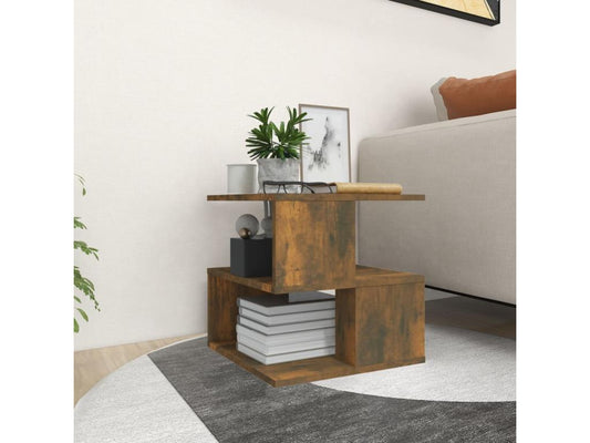 Smoked Oak Side Table 40x40x40 Engineered Wood