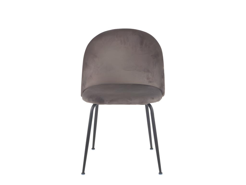 Set of 4 brown velvet chairs with black metal legs - Homzora