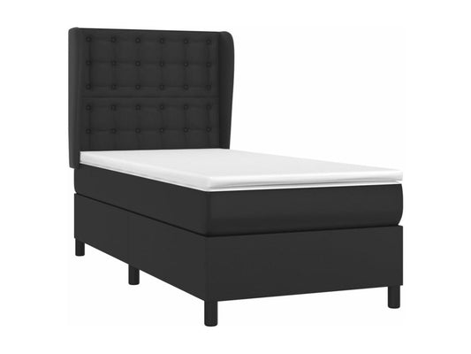 Doucezen bed base with black 100x200 cm faux leather mattress