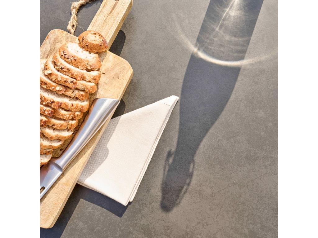 Set of rectangular grey garden table and 8 grey chairs