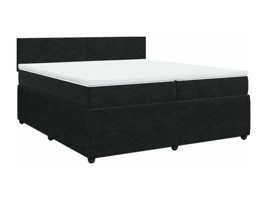 Homzora bed base and mattress, black, 200x200 cm, velvet