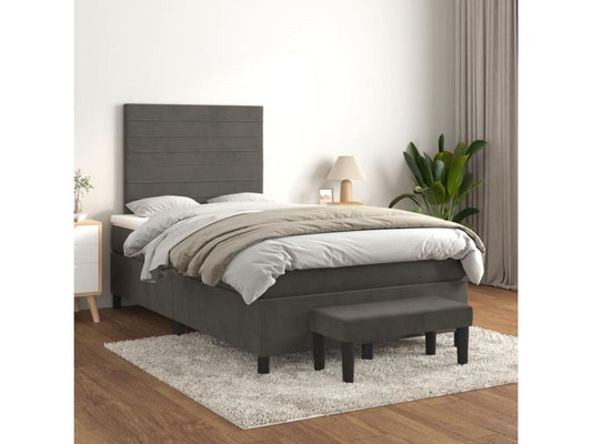 Homzora bed base and dark grey 120x190cm velvet mattress