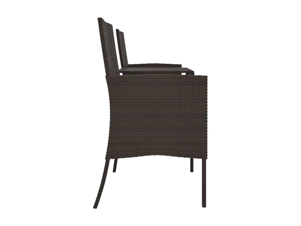 2-seater garden sofa and coffee table, brown woven resin