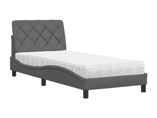 Bed with dark grey mattress 80x200 cm fabric