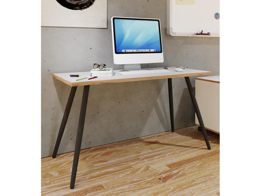 Homzora Desk, Computer Table, Scandinavian Retro Look, Salia, 138x50 cm, Black/White