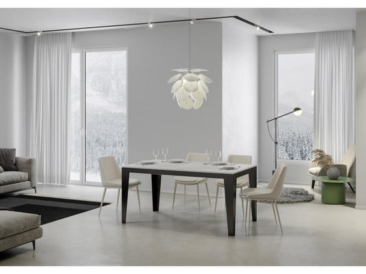 Extendable table 90x120/224 cm Flame Evolution White Ash with Anthracite frame