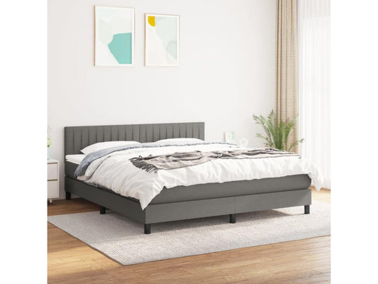 Upholstered bed base with mattress, dark grey, 180x200cm, fabric