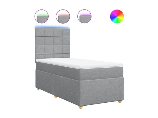 Doucezen bed base and mattress, light grey, 90x190 cm, fabric