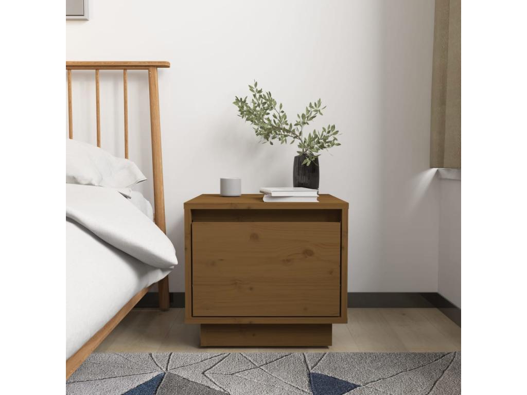 2-piece bedside tables, honey brown, 35x34x32 cm, solid pine wood