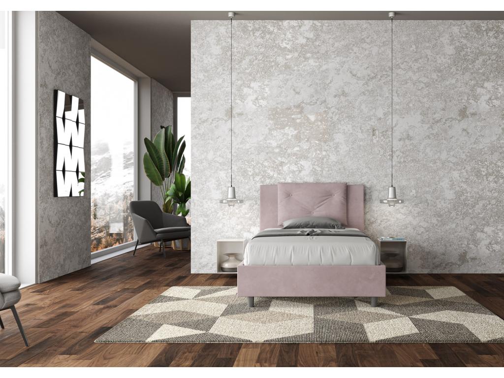 Homzora 1.5-person bed with 120x200 microfiber upholstered slatted base