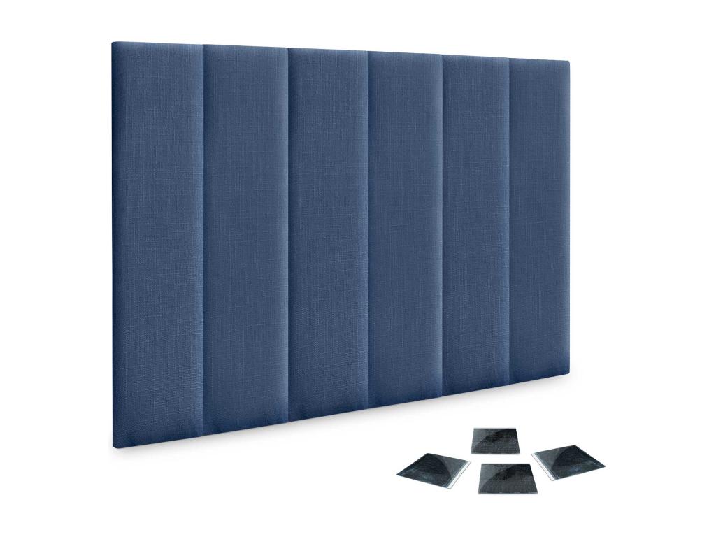 Doucezen Set of 6 Self-Adhesive Linen Wall Panels, Sound Absorbing, Shockproof, and Suitable for Bed Headboards, Navy Blue, 60x30cm x6