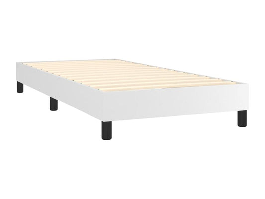 Upholstered bed base with mattress, white, 90x200 cm, faux leather