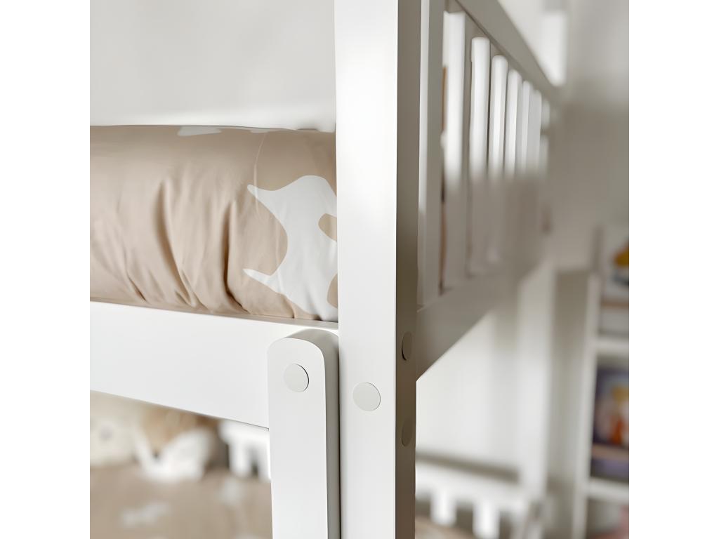 White wooden bunk bed cabin style, 90x190/90x190cm