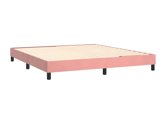 Upholstered bed base with mattress, pink, 160x200 cm, velvet