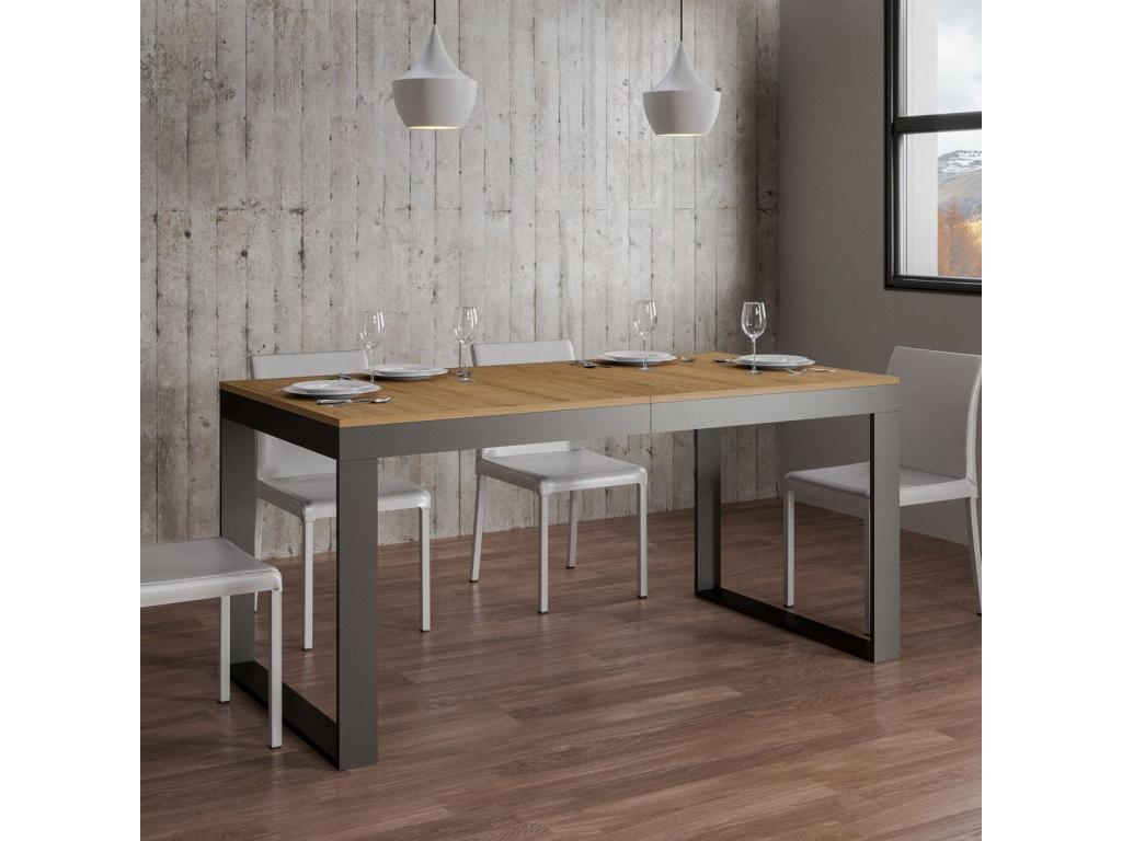 Extendable table 90x180/440 cm Tecno Evolution Natural Oak with Anthracite frame