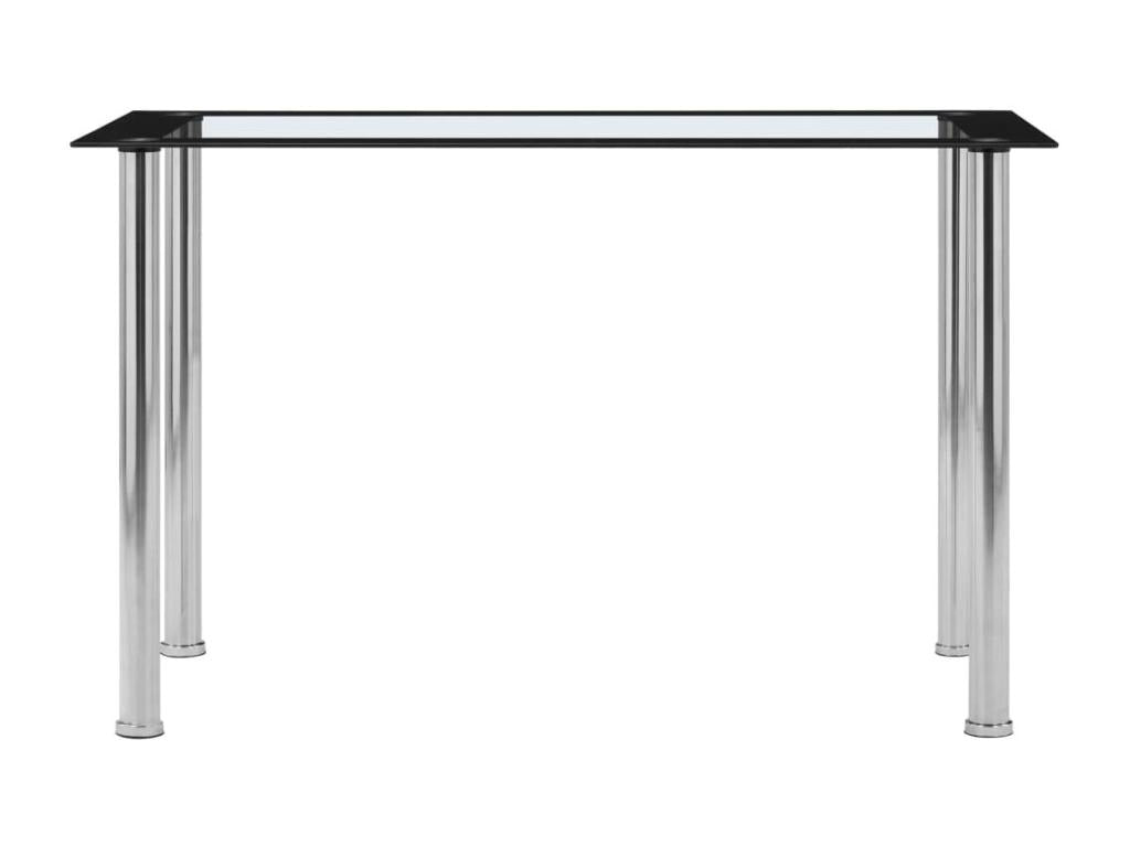 Black and transparent dining table, 120x60x75 cm, tempered glass