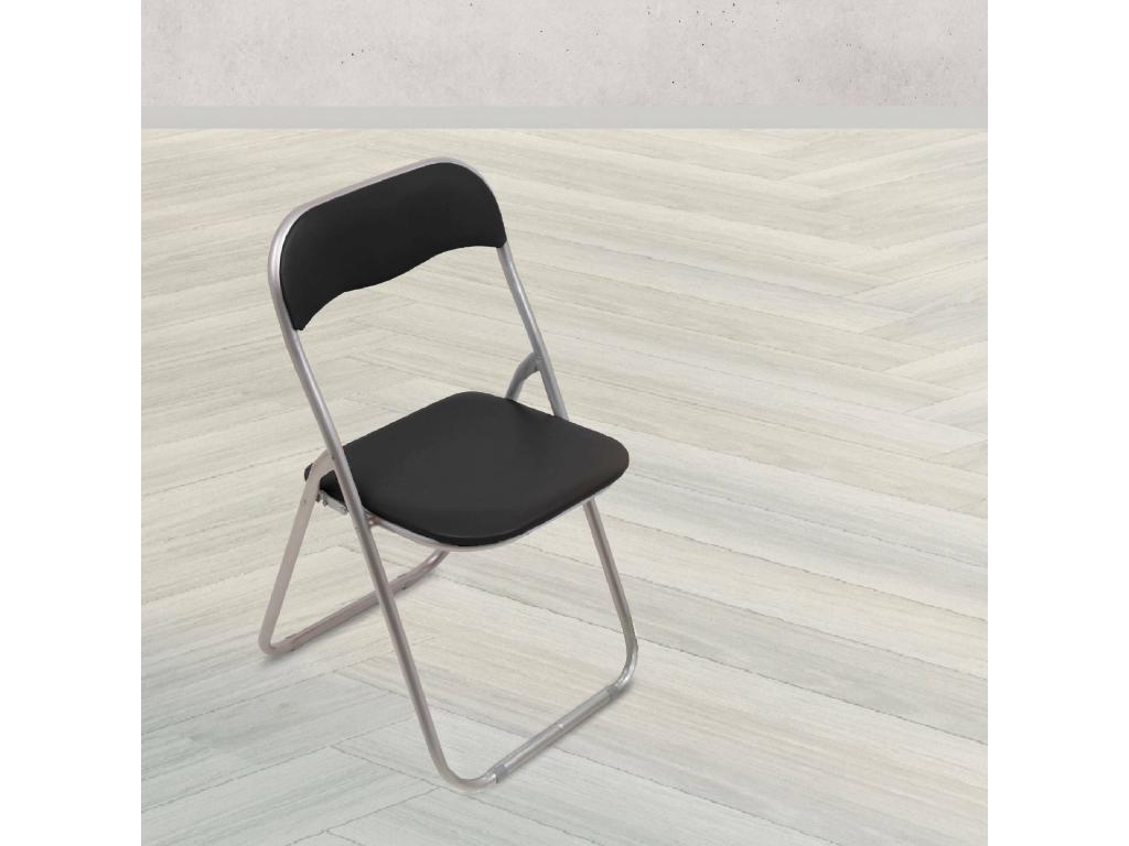 Doucezen Folding Chair, Space-Saving Chair, Guest Chair, Doucezen Eco-Leather Seat, 43x47x80 cm, Black