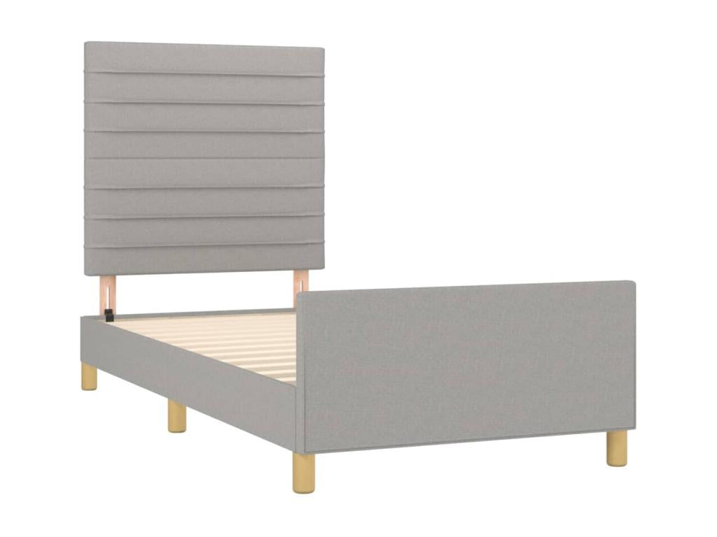 Light grey bed frame without mattress, 80x200 cm, fabric