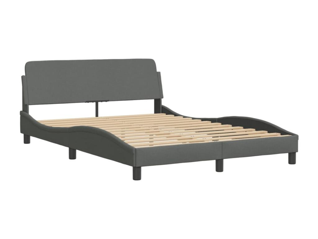 Bed frame with LED lighting, mattress not included, dark grey, 140x190 cm, fabric