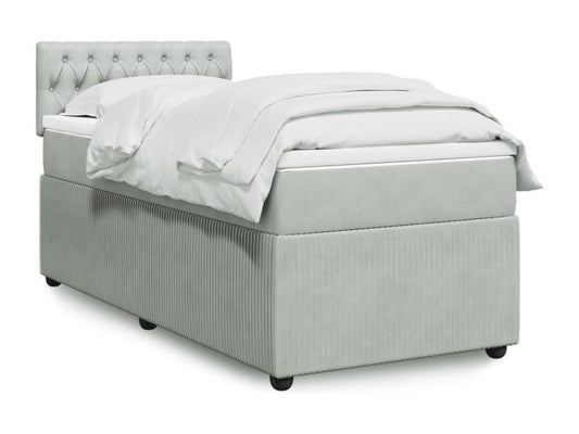 Homzora bed base and mattress, light grey, 90x200 cm, velvet