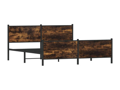 Metal bed frame without mattress, smoked oak, 200x200 cm