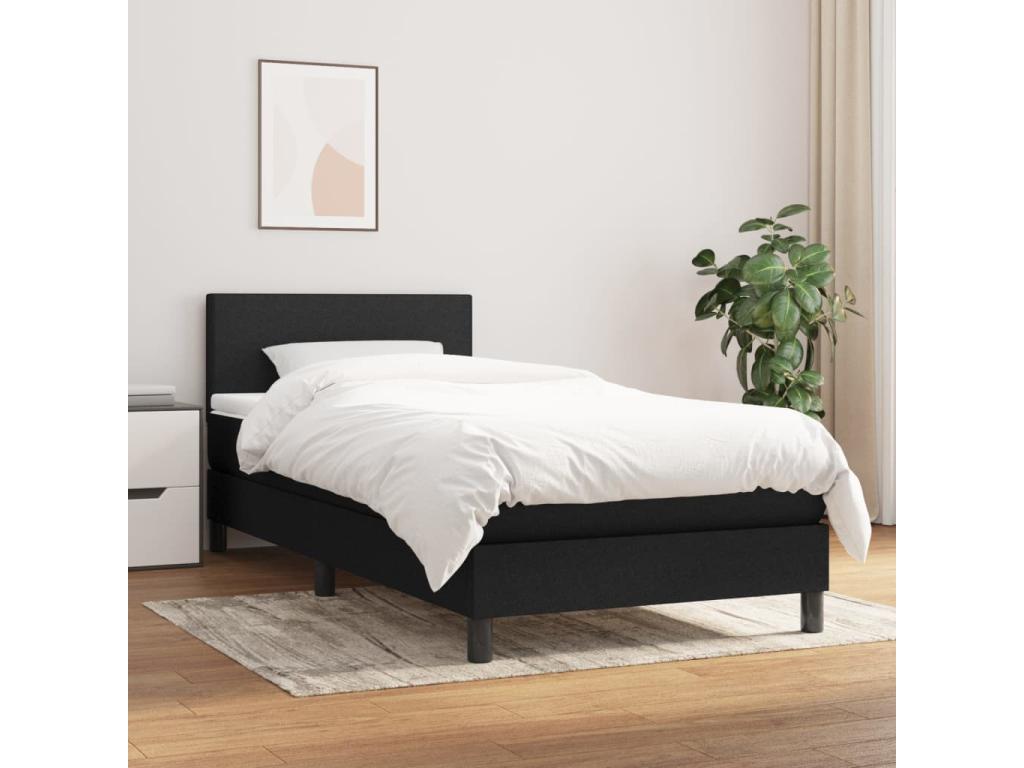 Doucezen bed base with black mattress 90x190 cm fabric