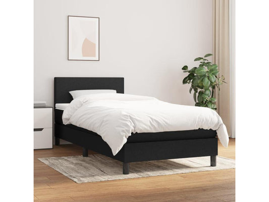 Doucezen bed base with black mattress 90x190 cm fabric