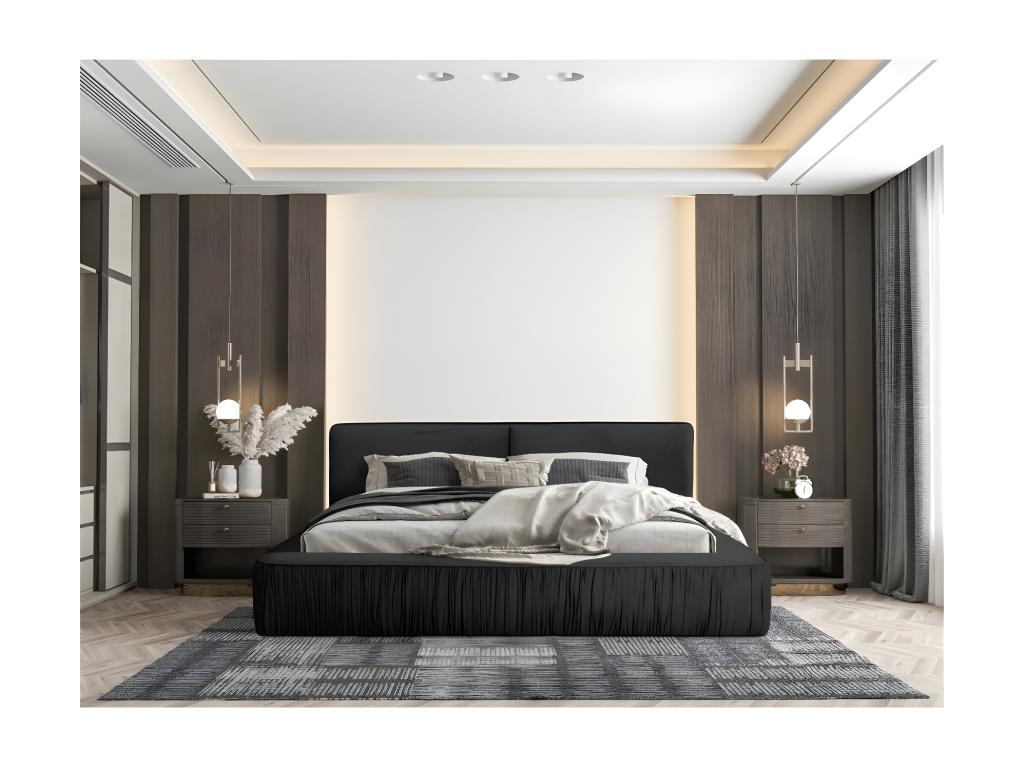 160x200cm black storage bed - Homzora Collection