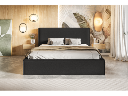 Homzora 180x200 Storage Bed - Adult Bed with Slatted Base - Bed with Black Bouclé Fabric Anthology 19
