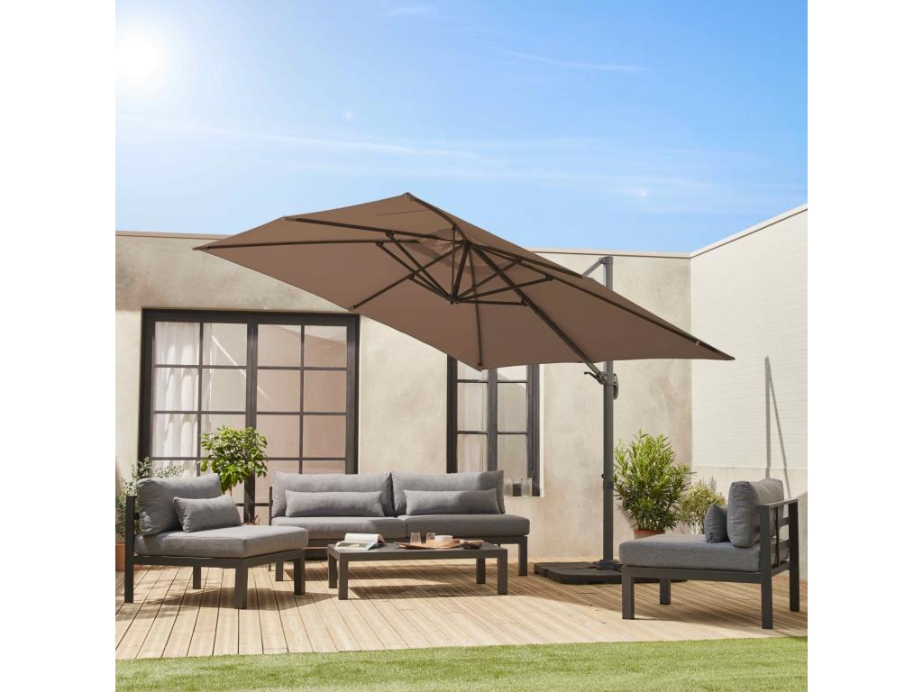High-end 3x3m square cantilever parasol - Doucezen - Offset parasol, tiltable, foldable and 360° rotating.