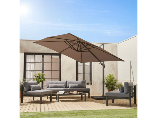 High-end 3x3m square cantilever parasol - Doucezen - Offset parasol, tiltable, foldable and 360° rotating.