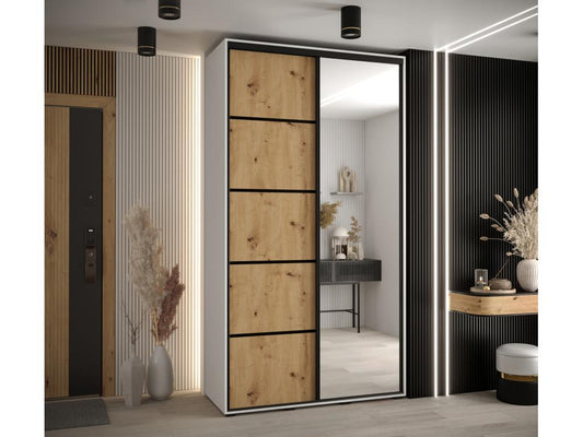 Doucezen 5 Sliding Door Wardrobe 235.2/140/60 2 Doors White/Doucezen/Black