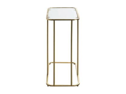 Designer Side Table with Tempered Glass Top, 65cm, Gold