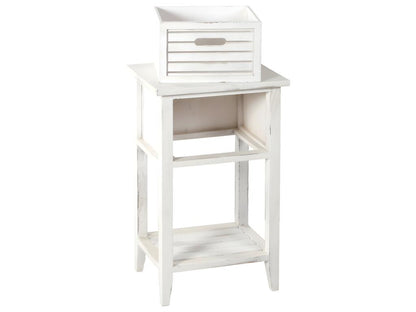 Doucezen vintage white side table/bedside table with 1 drawer, 35x27x57cm