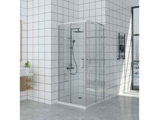 85x130 cm corner shower enclosure with easy entry, 200 cm high, made of tempered glass