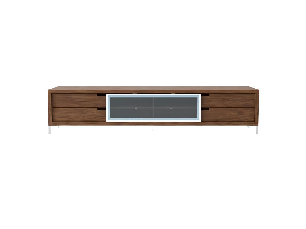 TV stand in walnut and chrome-plated steel 3044 Homzora