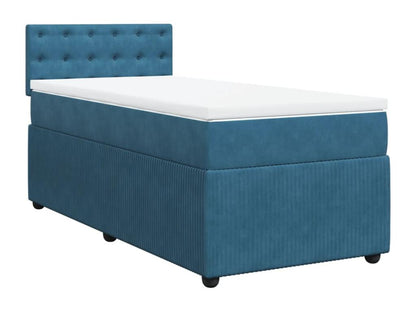 Homzora bed base with blue 80x200 cm velvet mattress