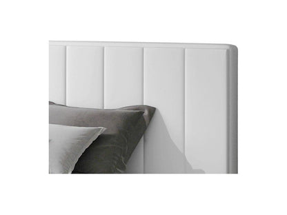 Doucezen Luxury Upholstered Bed in Faux Leather - White - 160x200 - Version with Slatted Base