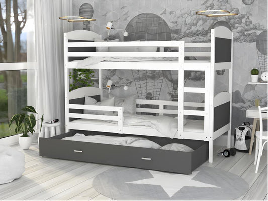 Doucezen 90x190 Bunk Bed Without Mattress White - grey Delivered with bed base and drawer.