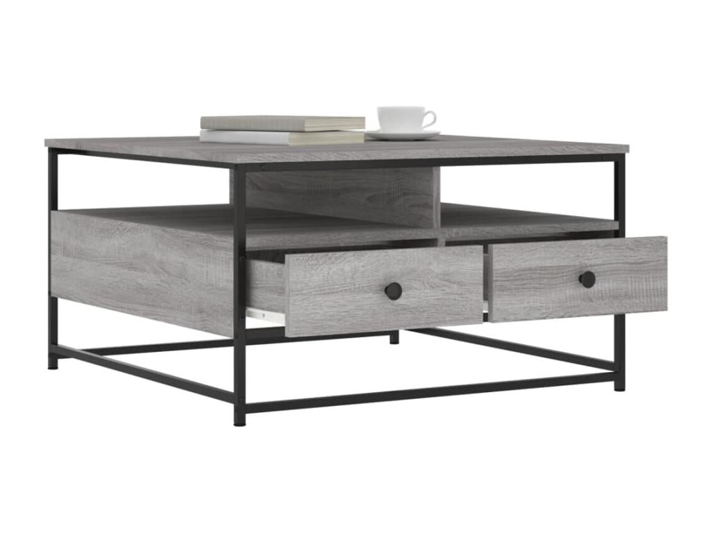 Homzora grey coffee table 80x80x45 cm engineered wood