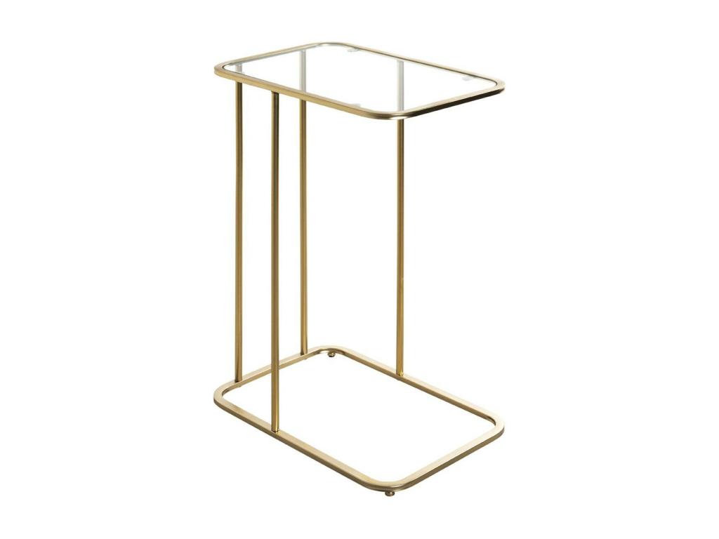 Designer Side Table with Tempered Glass Top, 65cm, Gold