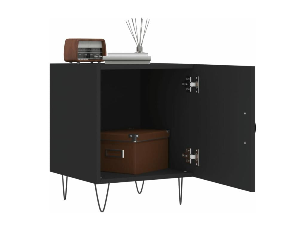 2-piece black bedside tables, 40x40x50 cm, engineered wood