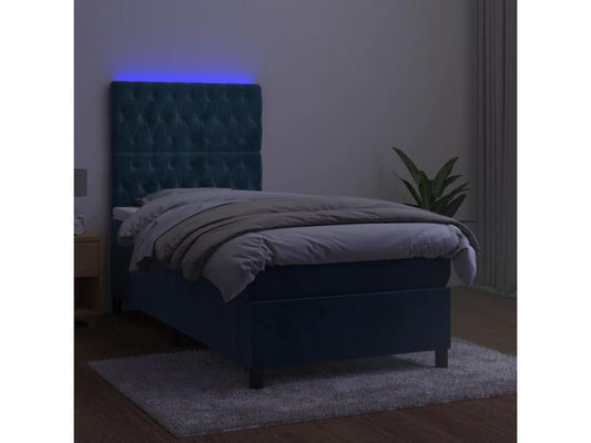 Doucezen bed base and mattress with dark blue LED light, 80x200 cm