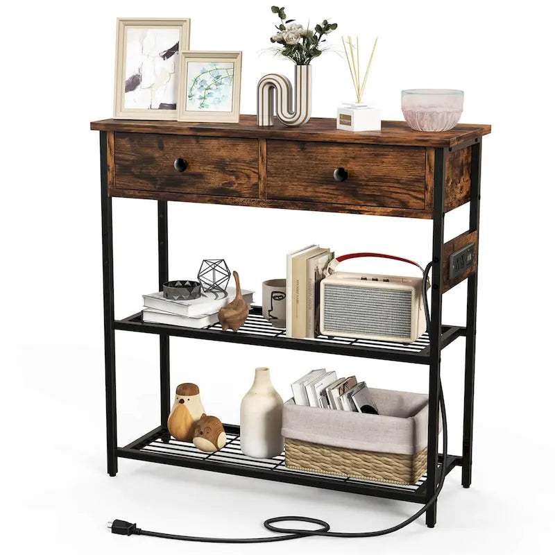 Costway Entryway Table with Charging Station Narrow Console Table with - See Details